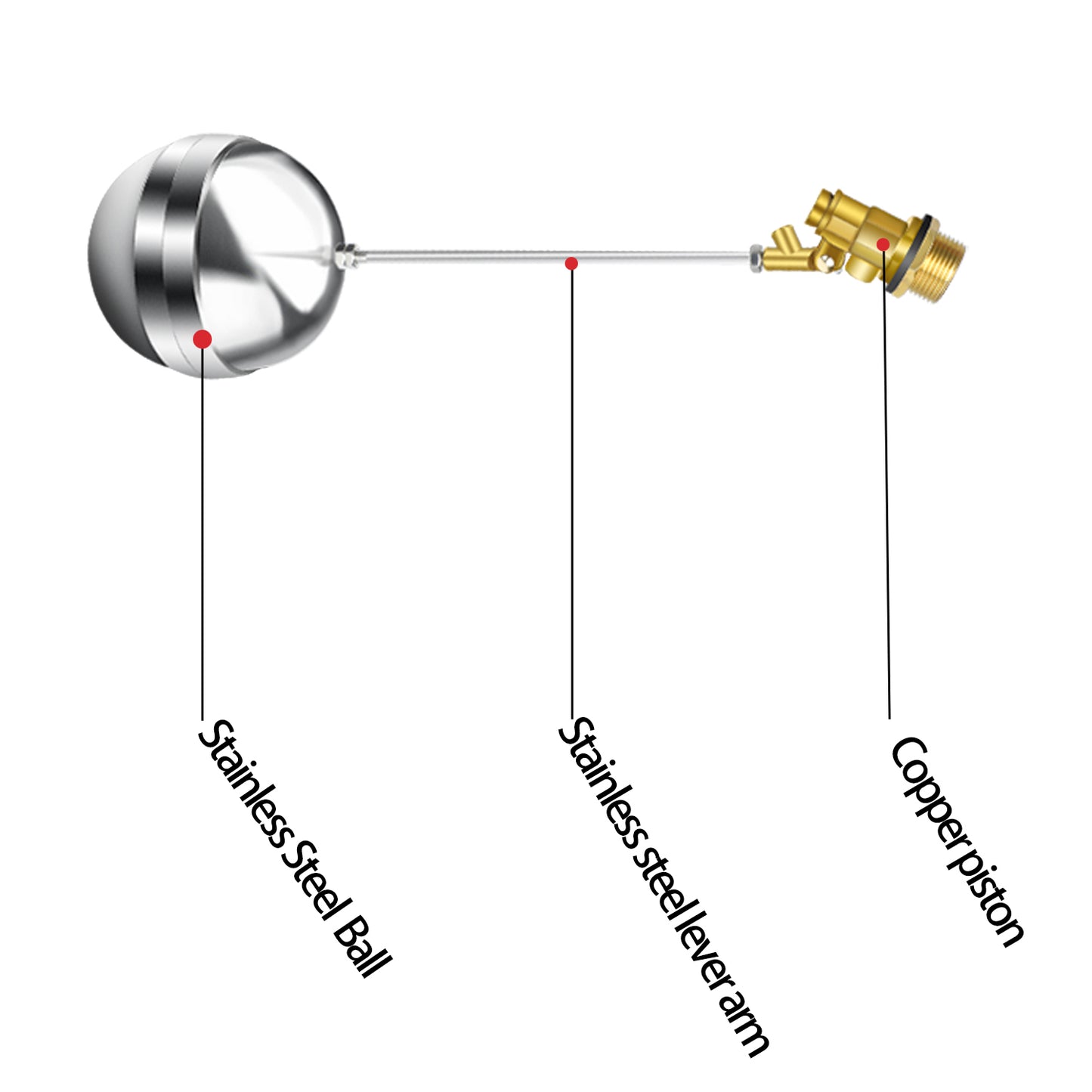 MEUPMEOP Float Valve for Water Tank Stainless Steel Float Ball Valve  Floating Ball Valve Switch Automatic Brass Toilet Valve Float Valves for Stock Tank Pool Water Level Control